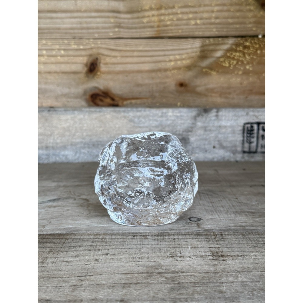 Kosta Boda Sweden Crystal Ice Snowball Tealight & Votive Candle Holder‎ Winter